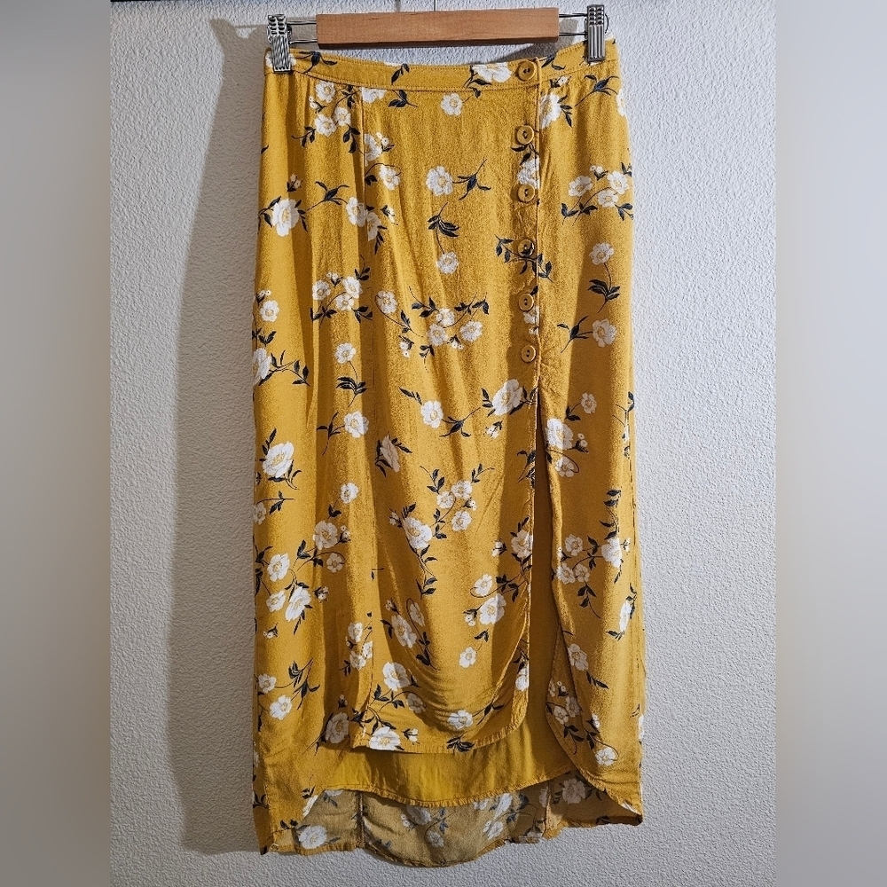 Abercrombie & Fitch Yellow Floral High Low Skirt